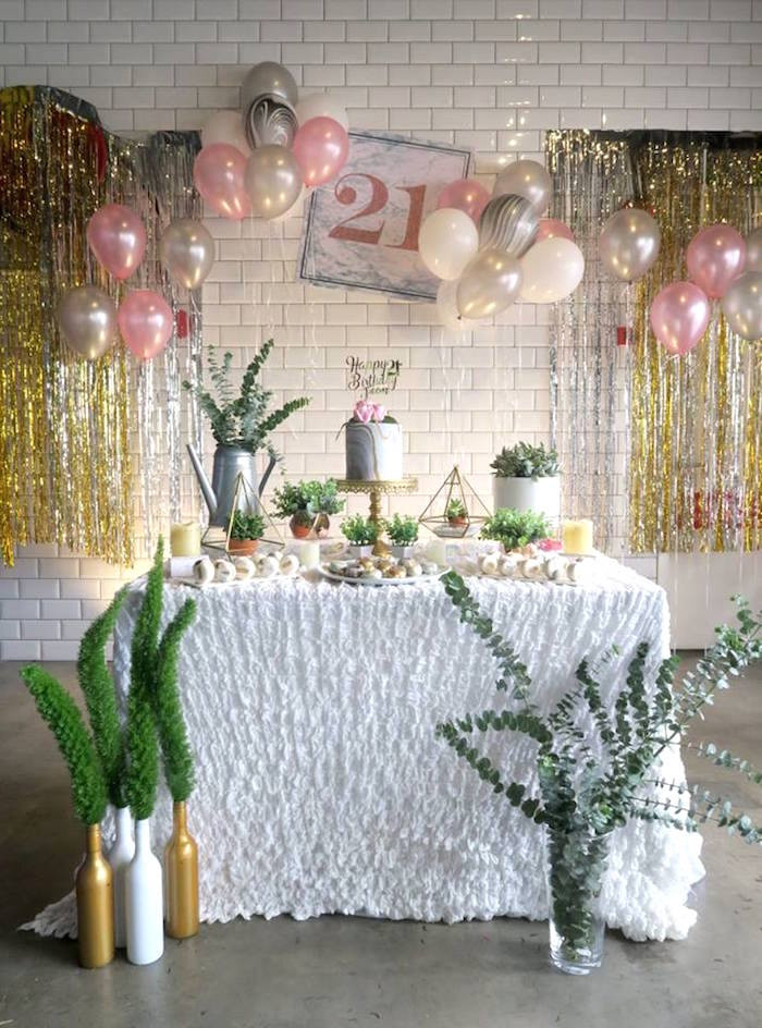 21 Birthday Decorations
 Kara s Party Ideas Elegant Marble Inspired 21st Birthday