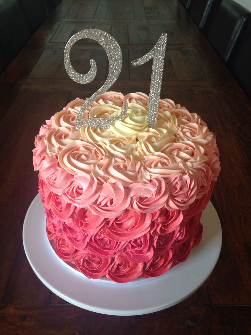 21st Birthday Cake Ideas For Her
 21st birthday cake Buttercream rosettes