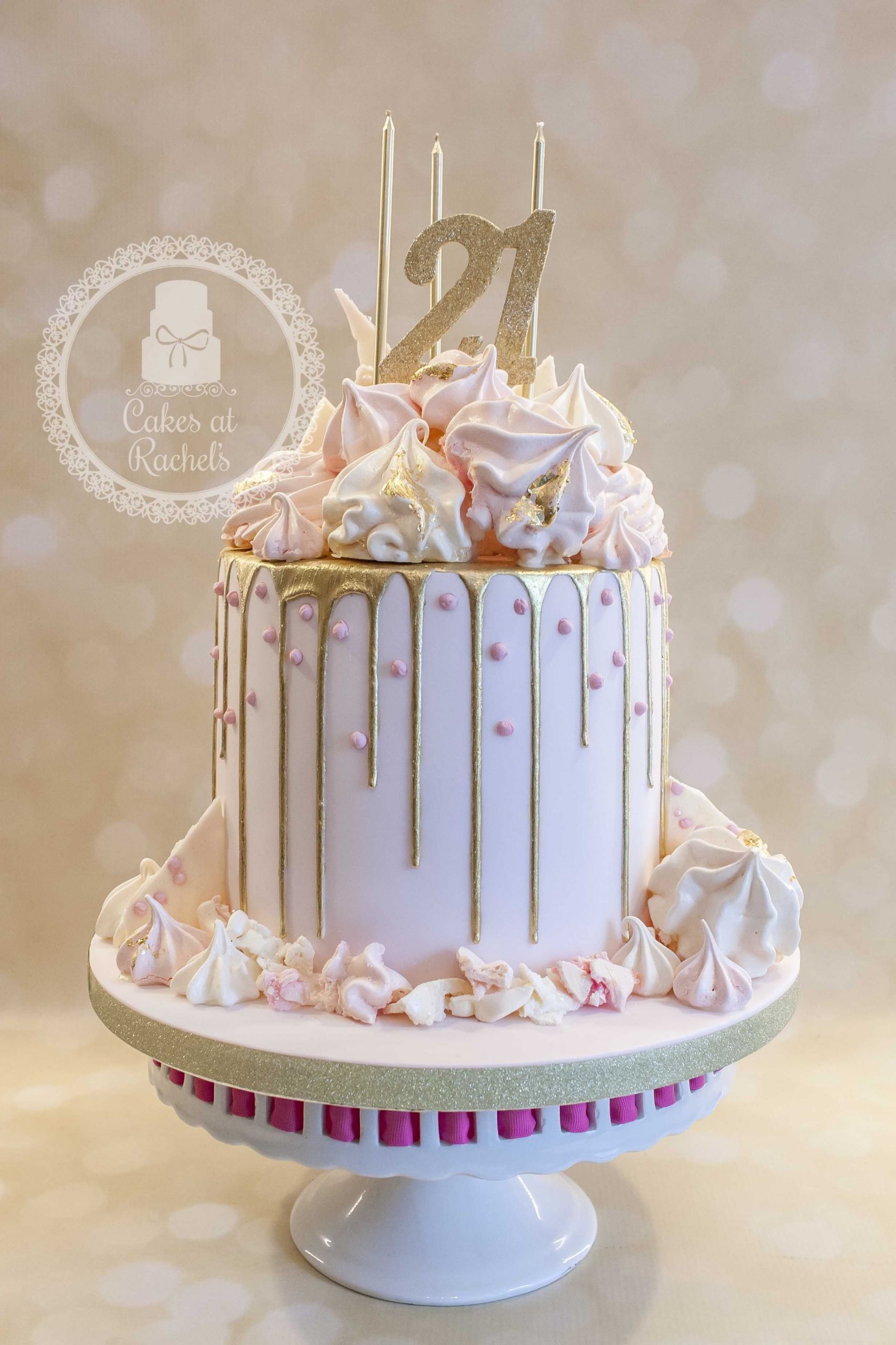 21st Birthday Cakes For Her
 Pastel pink and gold drip cake for Francesca s 21st