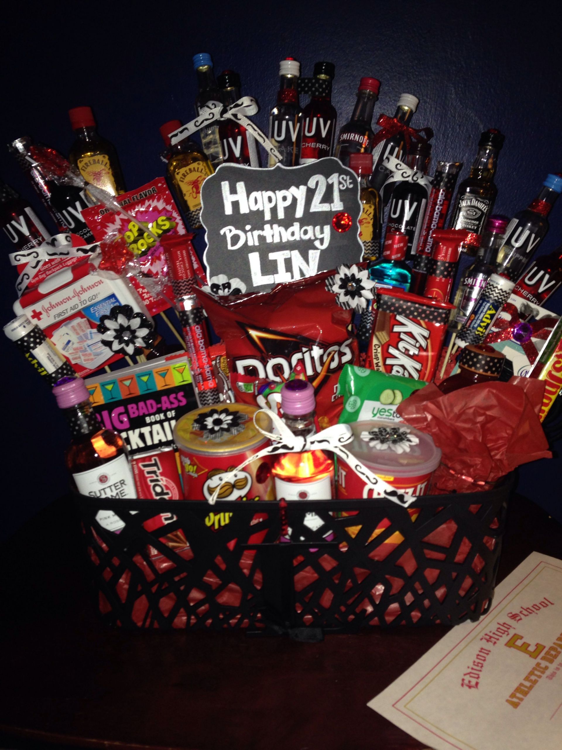 21St Birthday Gift Basket Ideas
 21st birthday basket