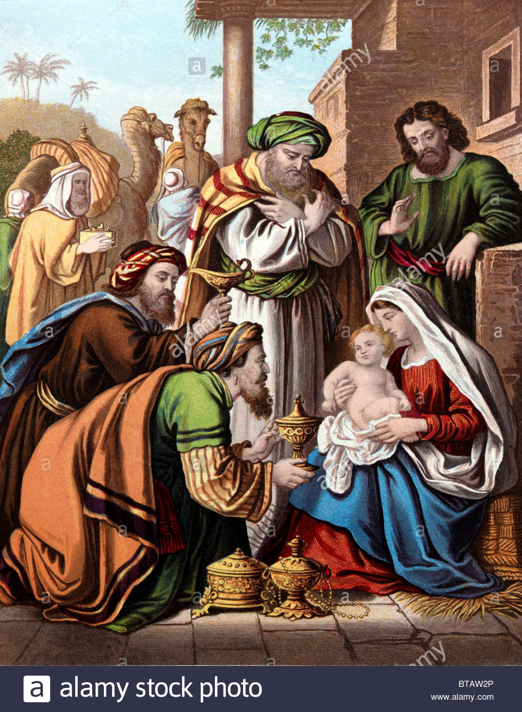 3 Gifts To Baby Jesus
 Painting The Nativity Three Wise Men Bearing Gifts For