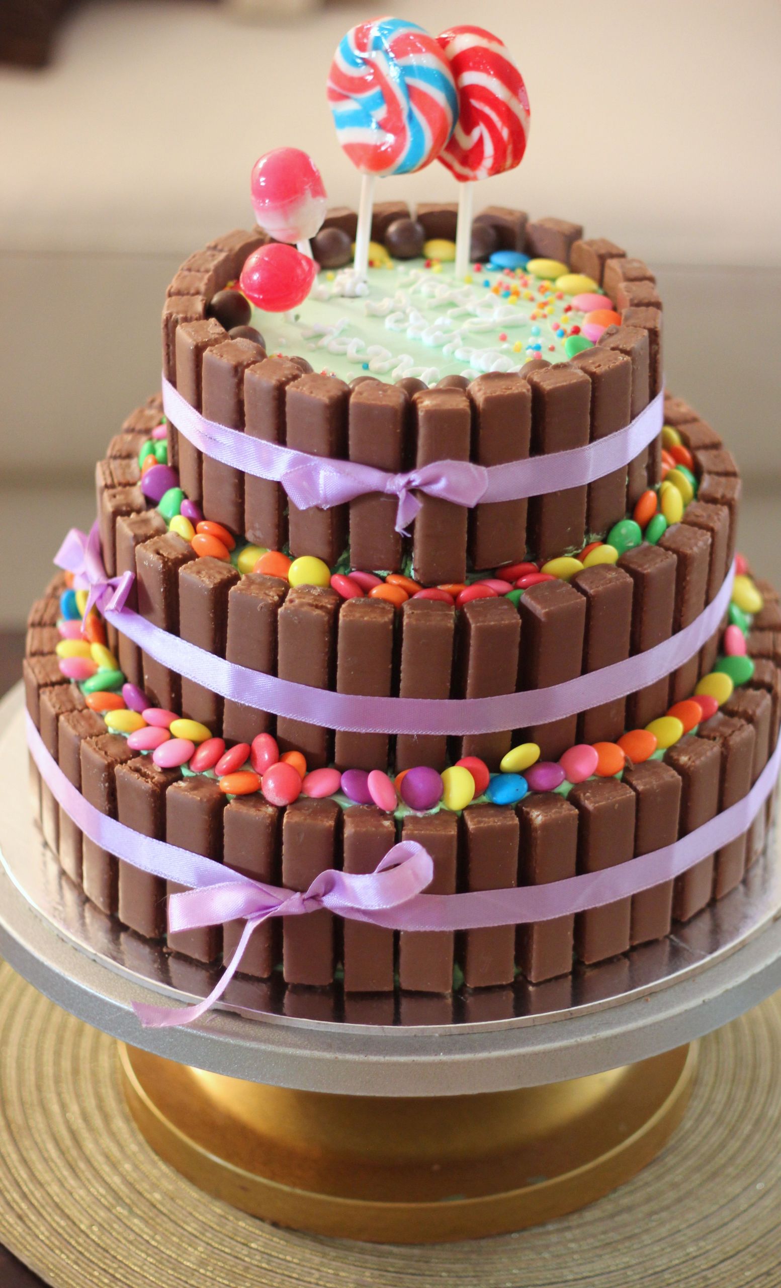 3 Tier Birthday Cake
 3 tier chocolate birthday cake kitkat cake with the