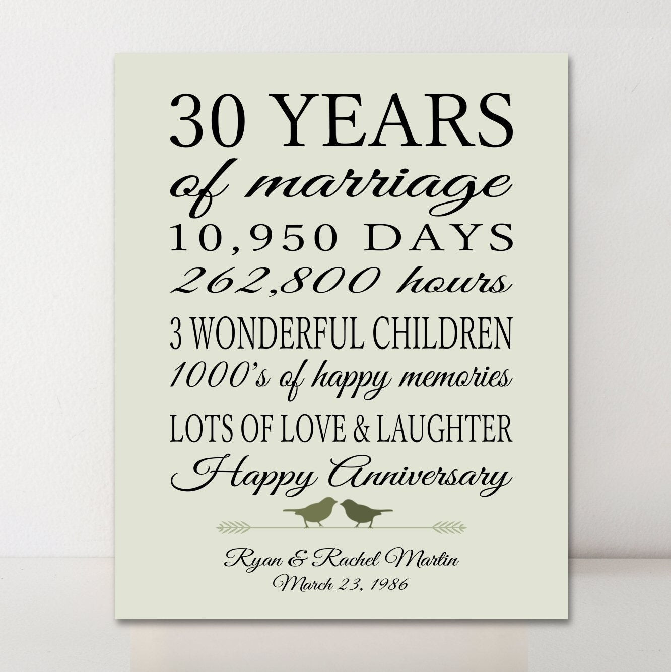 30 Wedding Anniversary Gifts
 30th Anniversary Gift Personalized Gift 30 Years Married Gift