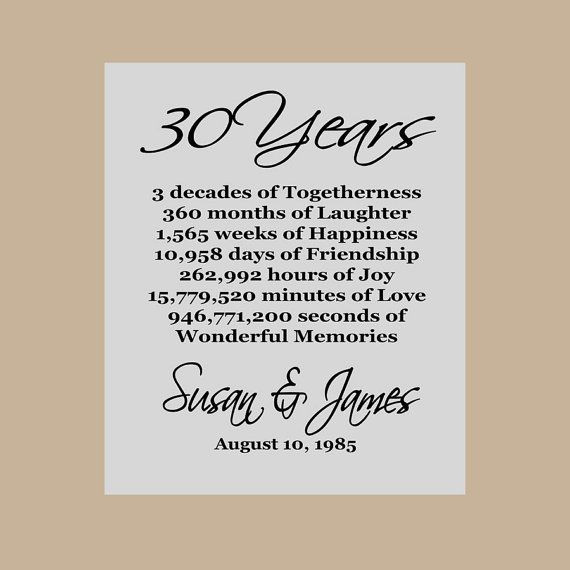 30Th Anniversary Quotes
 Personalizado de 30 regalo de aniversario por