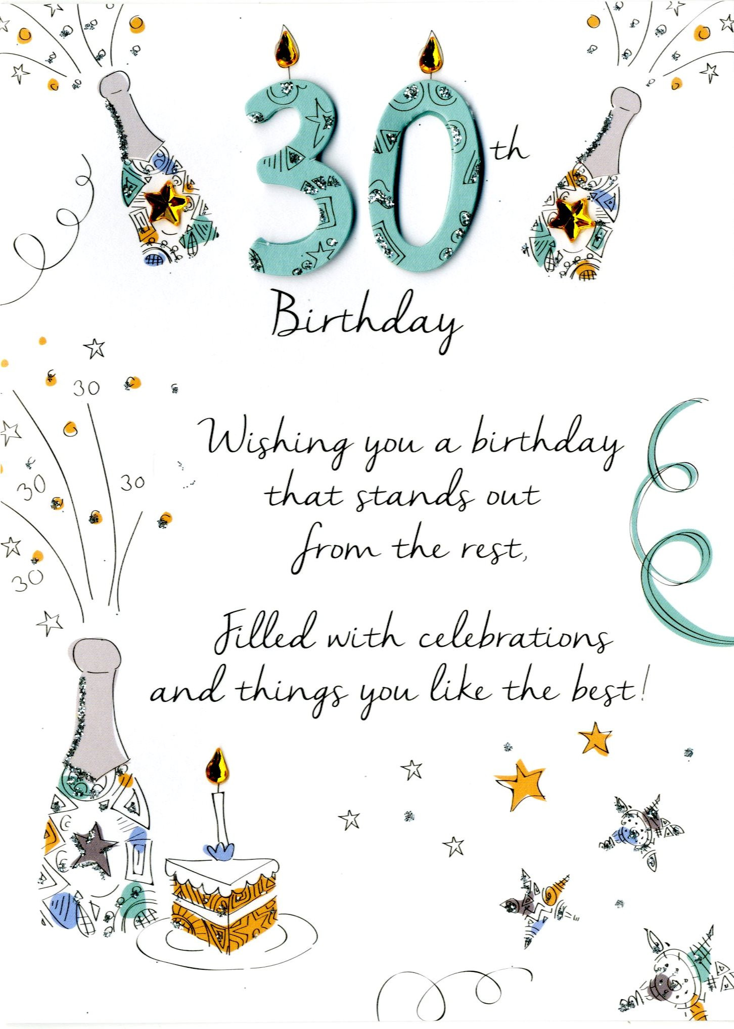 30th Birthday Card Messages
 Male 30th Birthday Greeting Card