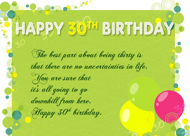 30th Birthday Card Messages
 180 Happy 30th Birthday Wishes Quotes Sayings Messages