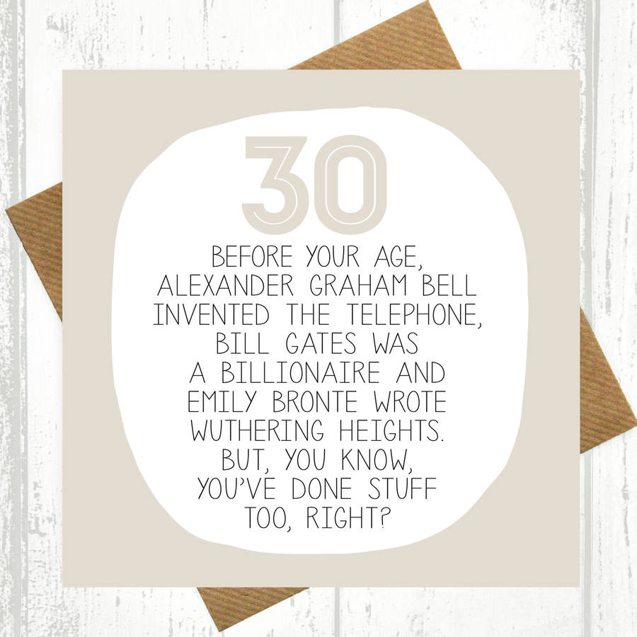 30th Birthday Card Messages
 by your age… funny 30th birthday card by paper plane