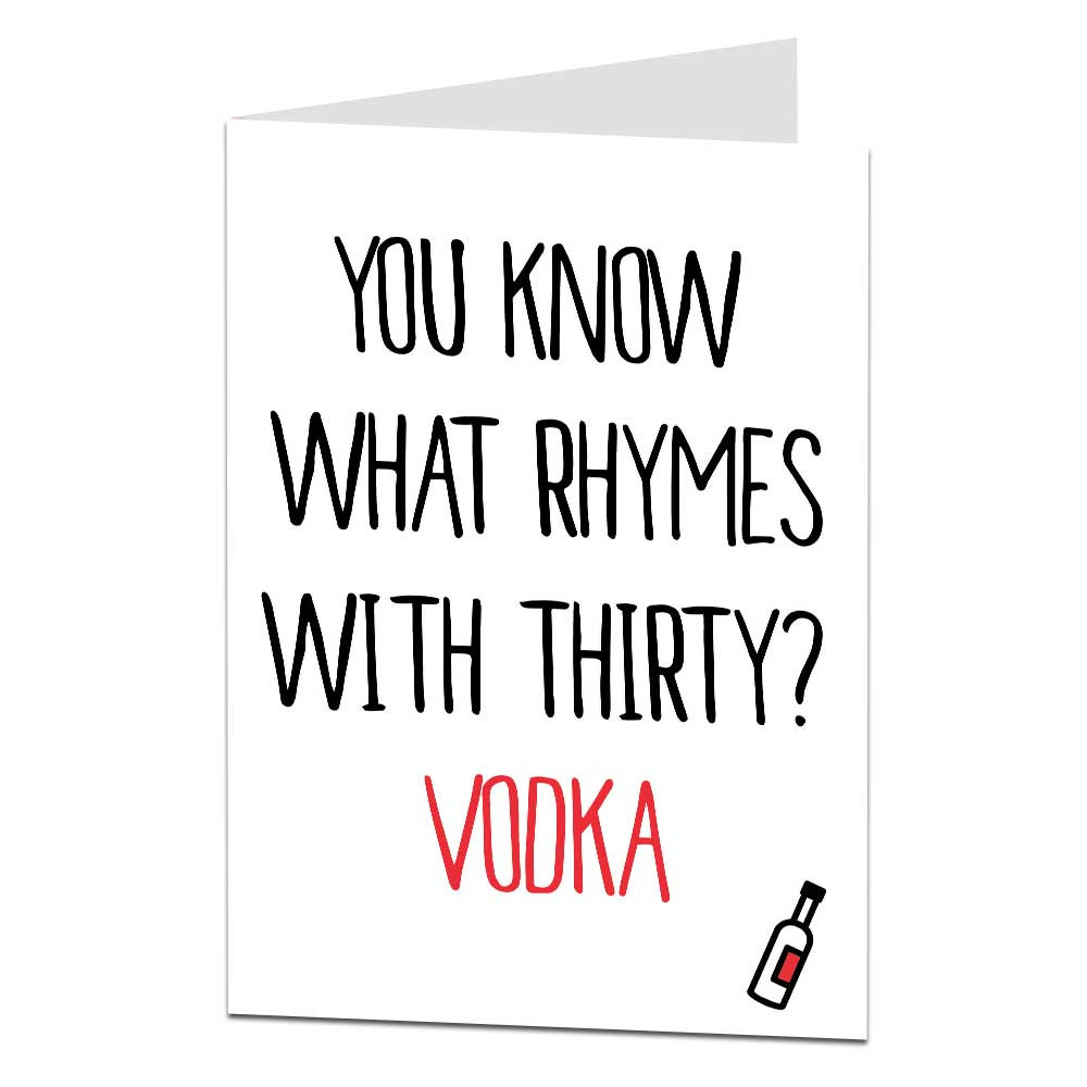 30th Birthday Card Messages
 Funny Adult 30th Birthday Card Vodka Theme