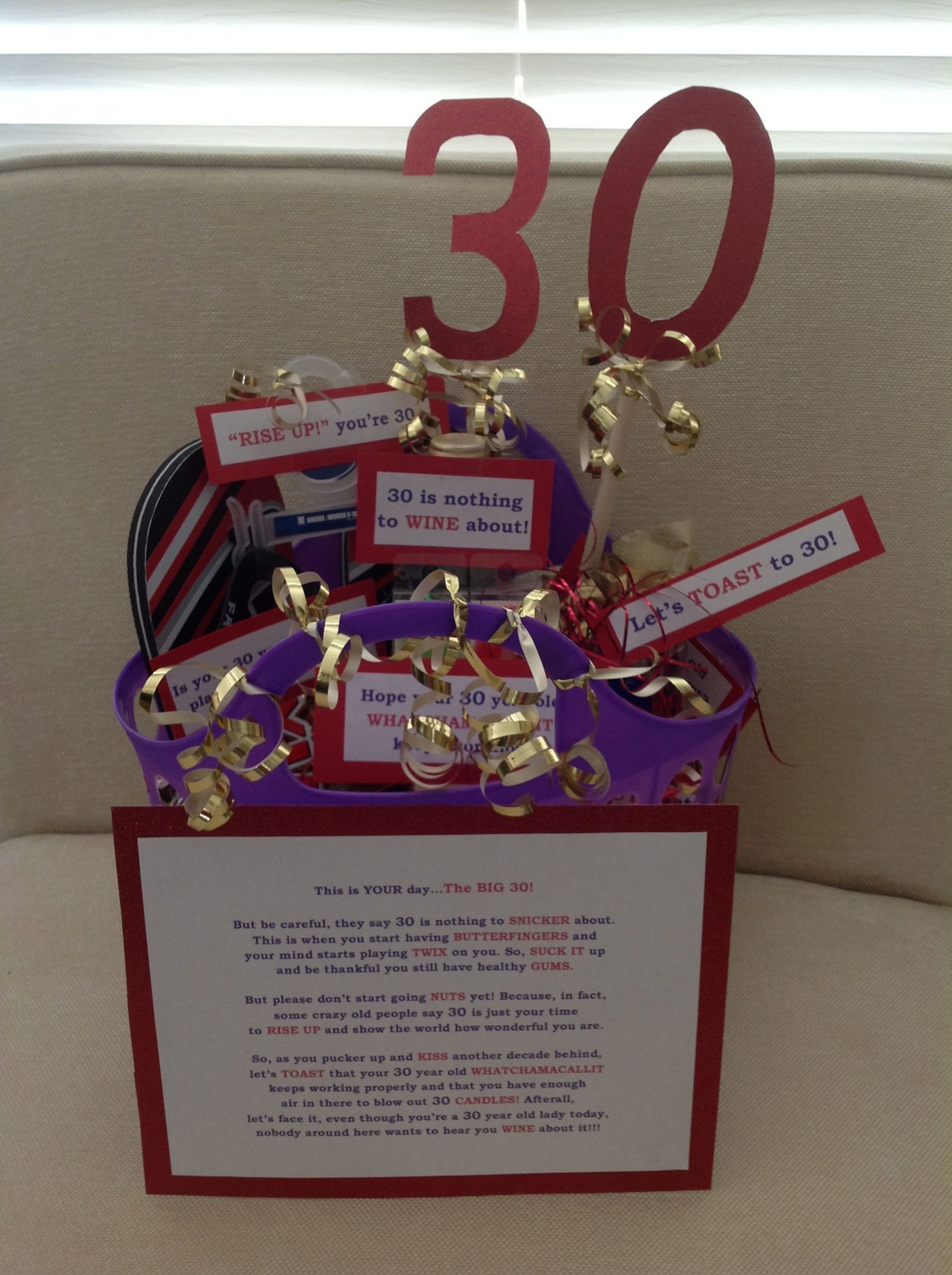 30Th Birthday Gift Basket Ideas
 30th birthday t basket Easy diy and so fun