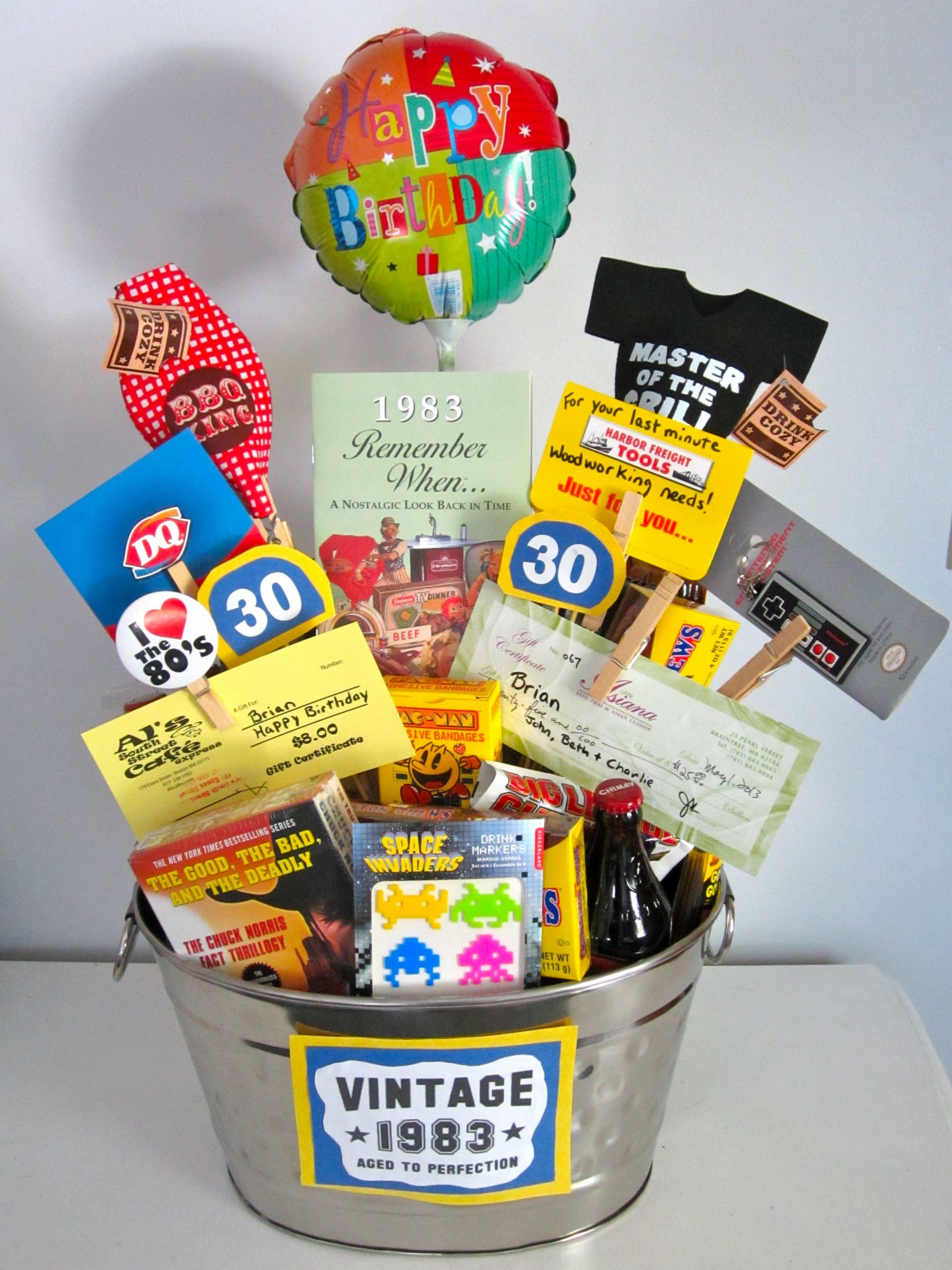 30Th Birthday Gift Basket Ideas
 30th Birthday Gift I made for my Brother Filled it with