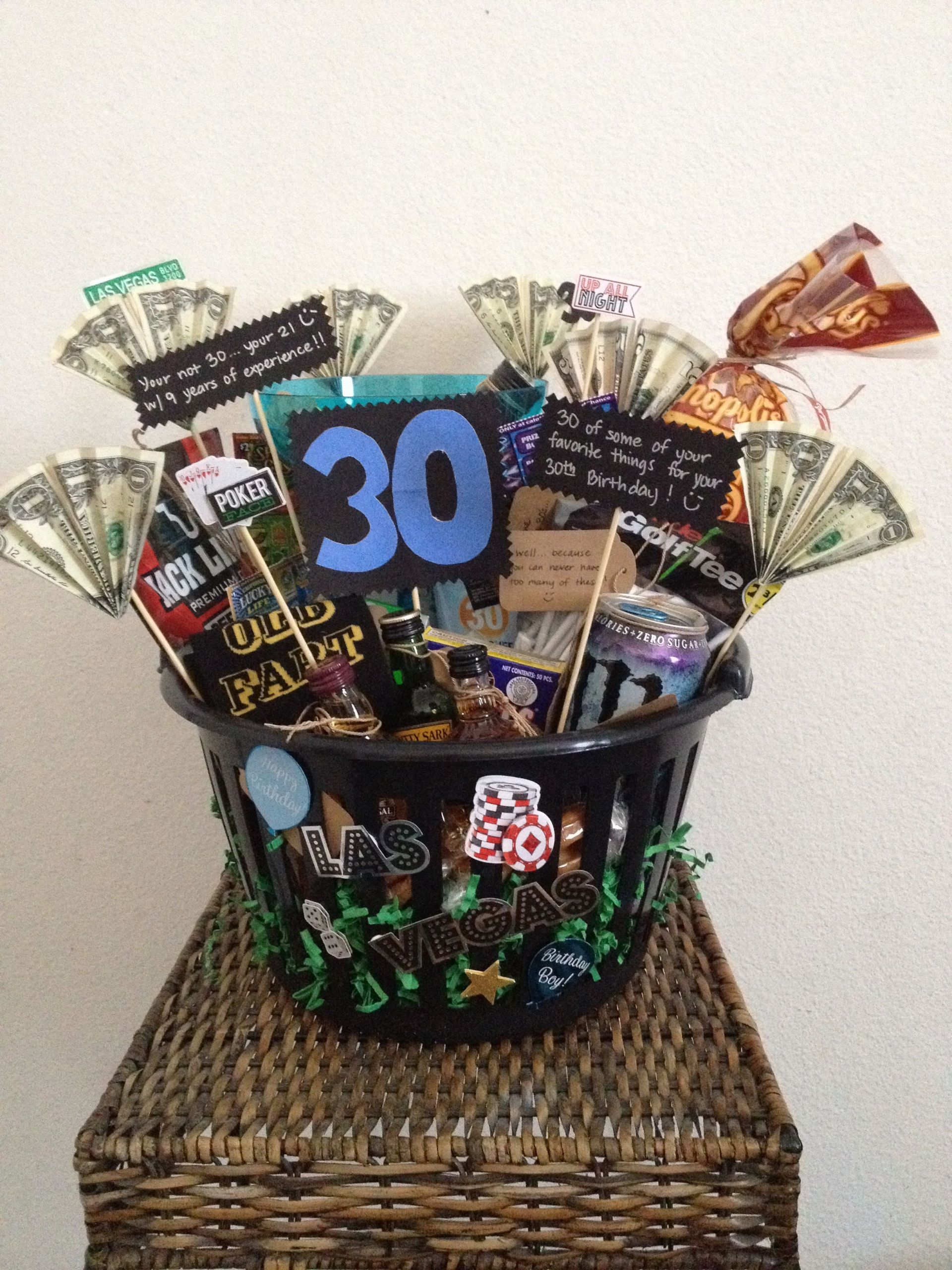 30Th Birthday Gift Ideas For Him
 30th Birthday Basket for a man Made this for my husband