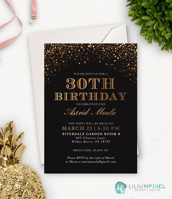 30th Birthday Invitations For Her
 30th Birthday Invitation for Her Printable Birthday
