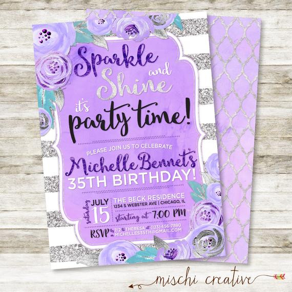 30th Birthday Invitations For Her
 30th Birthday Invitation for her Sparkle and Shine Milestone