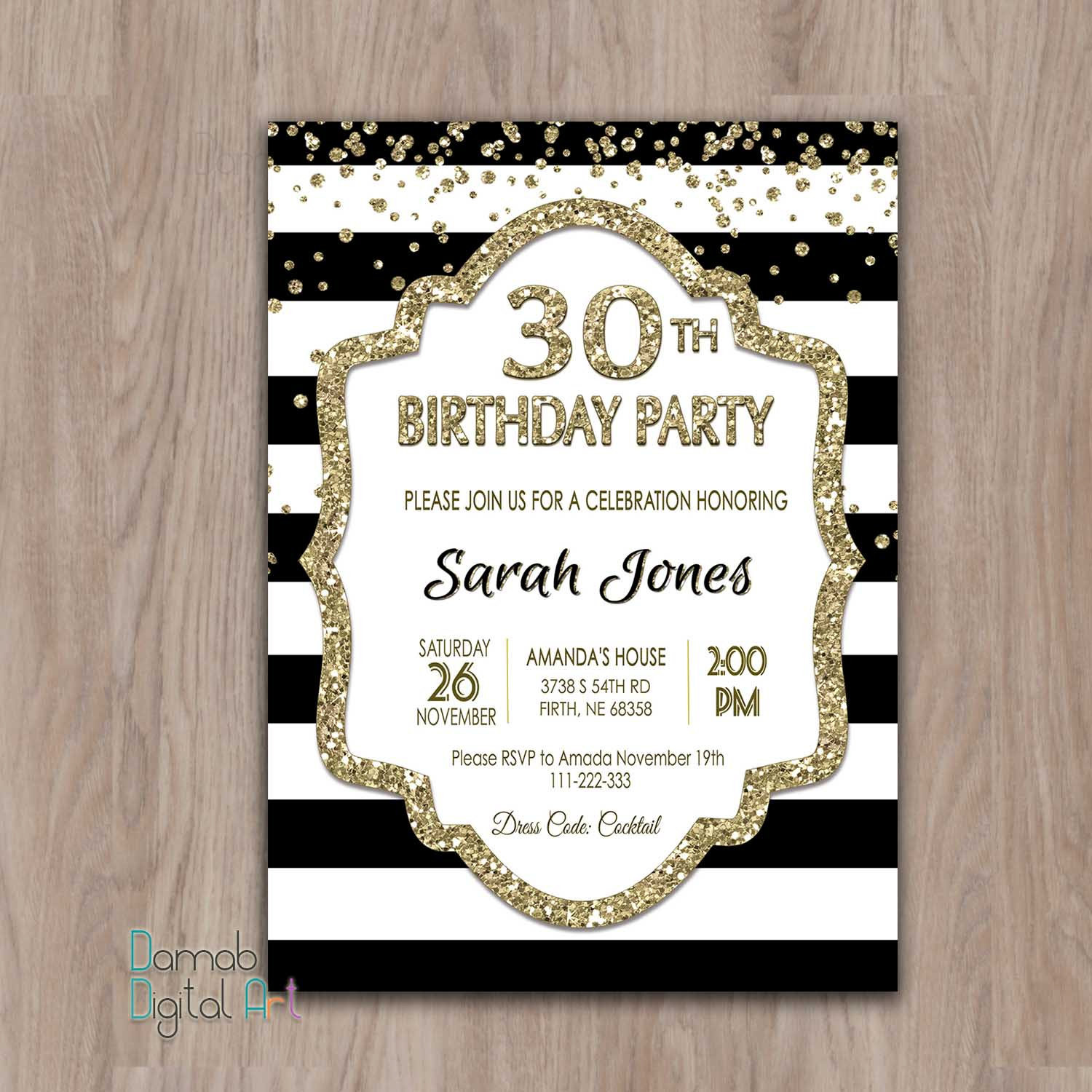 30th Birthday Invitations For Her
 30th Birthday Invitation for her 30th birthday invites 40th