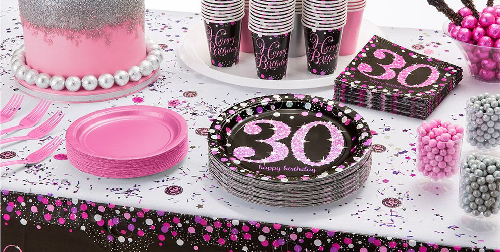 30th Birthday Party Decorations
 Pink Sparkling Celebration 30th Birthday Party Supplies