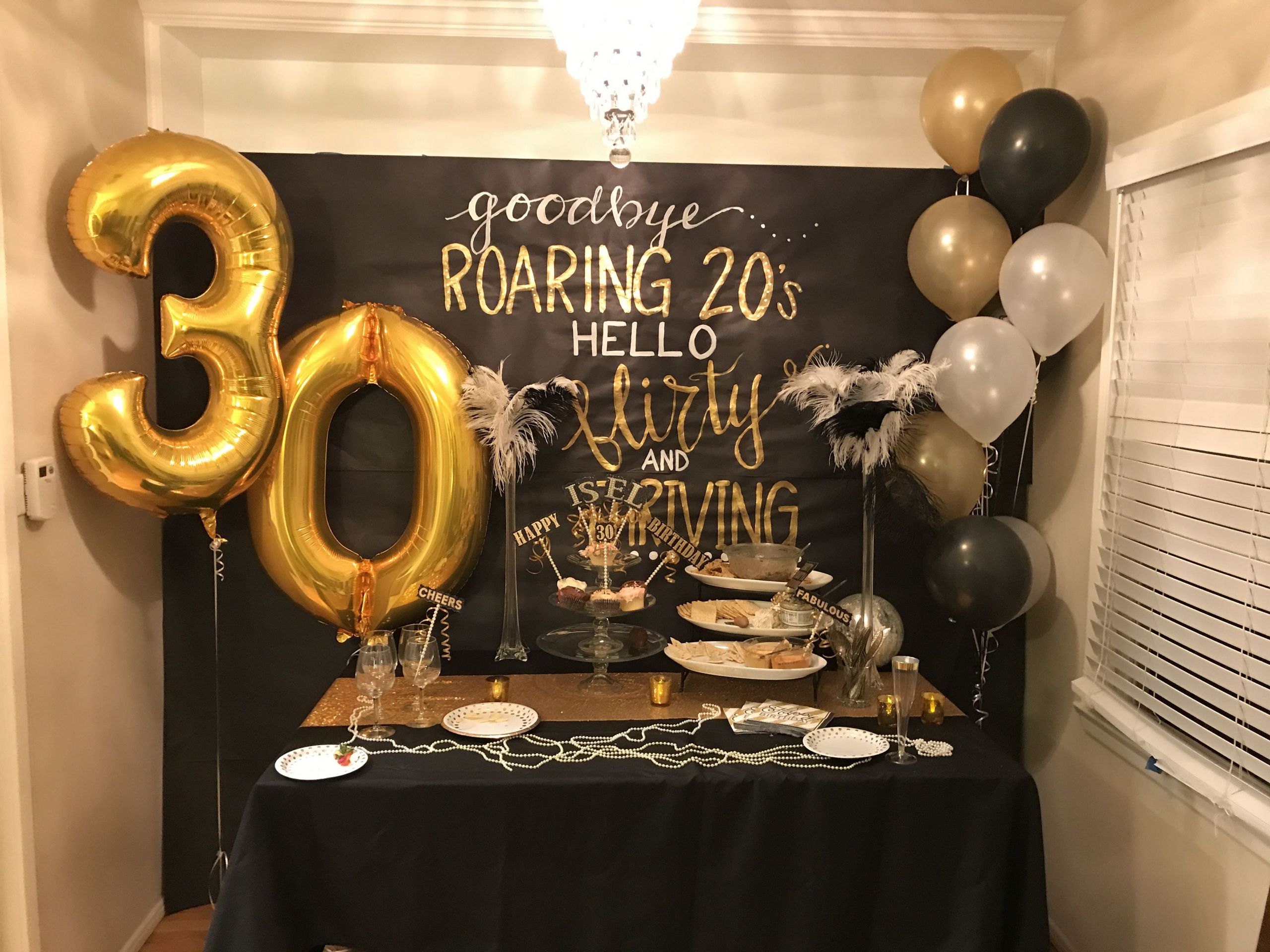 30th Birthday Party Decorations
 1920’s themed 30th birthday decor