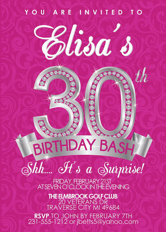 30th Birthday Party Invitation Wording
 30th Birthday Invitation Adult Birthday Party Invitation