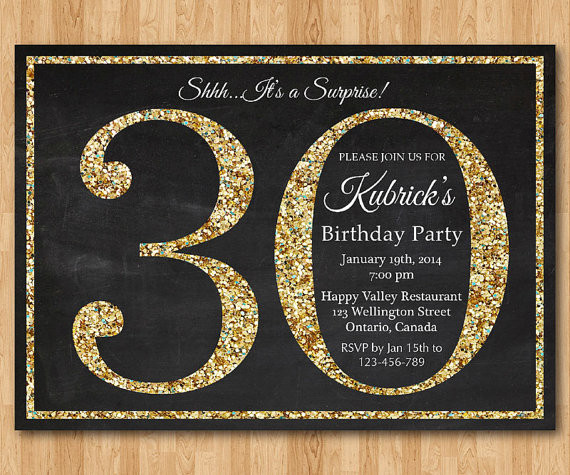 30th Birthday Party Invitation Wording
 30th birthday invitation Gold Glitter Birthday Party invite