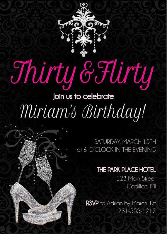 30th Birthday Party Invitation Wording
 Thirty and Flirty Adult Birthday Invitation Adult