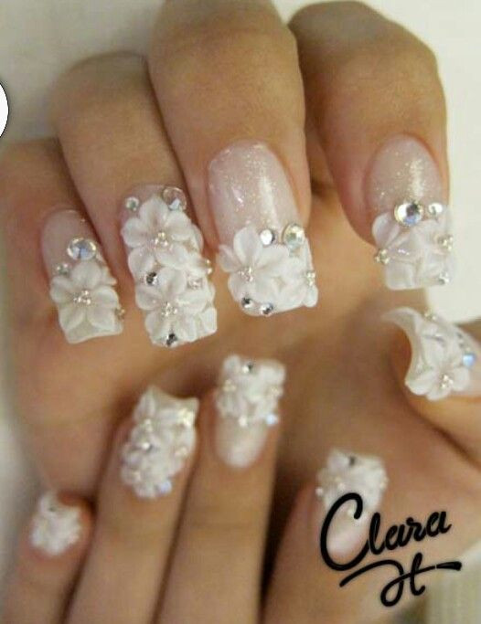 3d Wedding Nails
 3D flower wedding nails With images