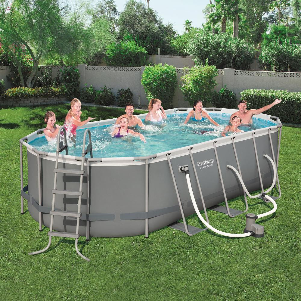 4 Ft Above Ground Pool
 Bestway Bestway Power Steel 18 ft x 9 ft x 4 ft