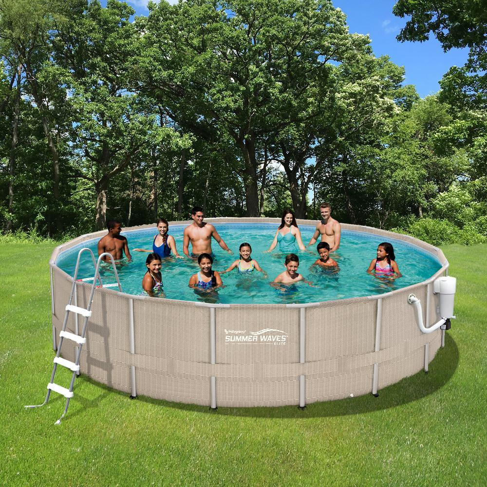 4 Ft Above Ground Pool
 Summer Waves Elite Light Wicker 18 ft Round x 52 in Deep