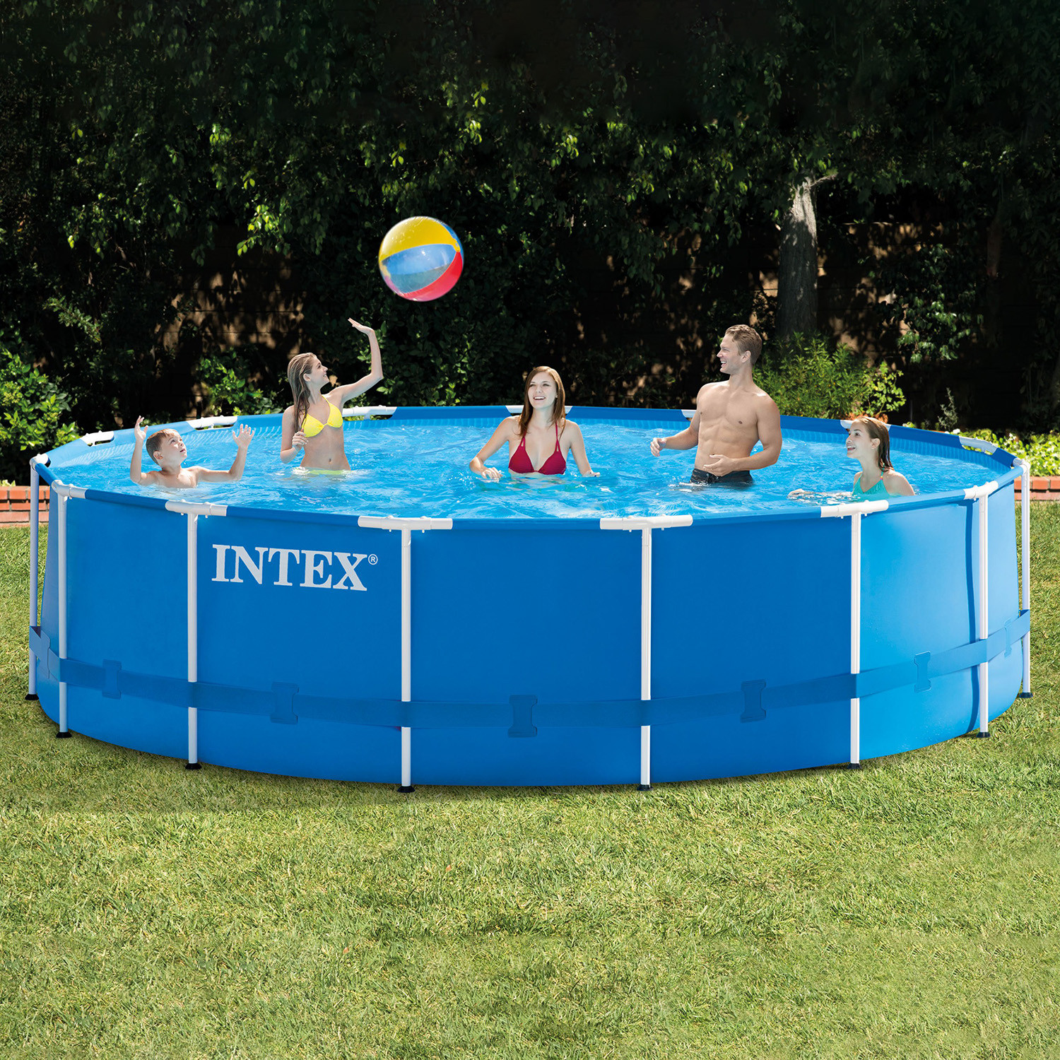 4 Ft Above Ground Pool
 Intex 15 x 4 Foot Metal Frame Ground Pool Set with