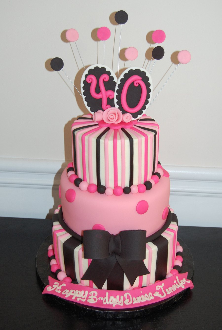 40 Birthday Cake
 40Th Birthday Cake Pink And Black CakeCentral