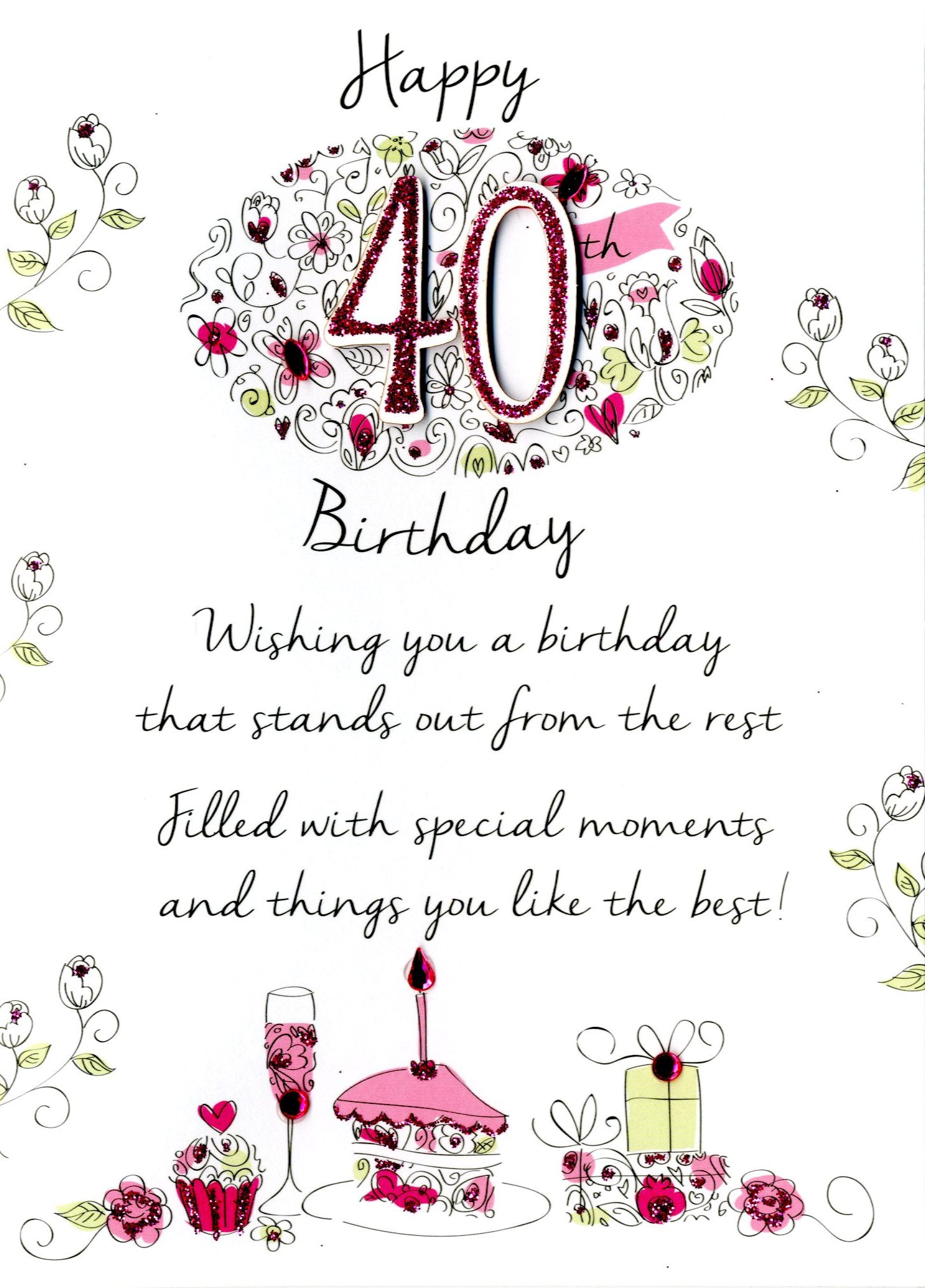40 Birthday Wishes
 Female 40th Birthday Greeting Card Cards