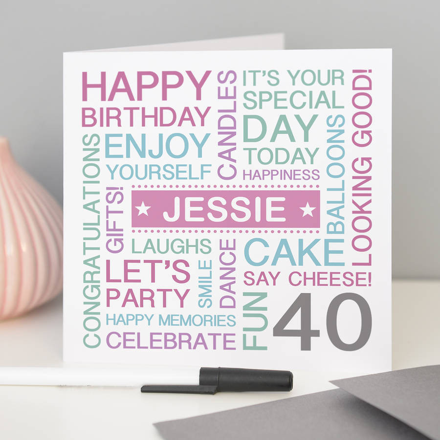 40th Birthday Cards
 Personalised 40th Birthday Card By A Type Design