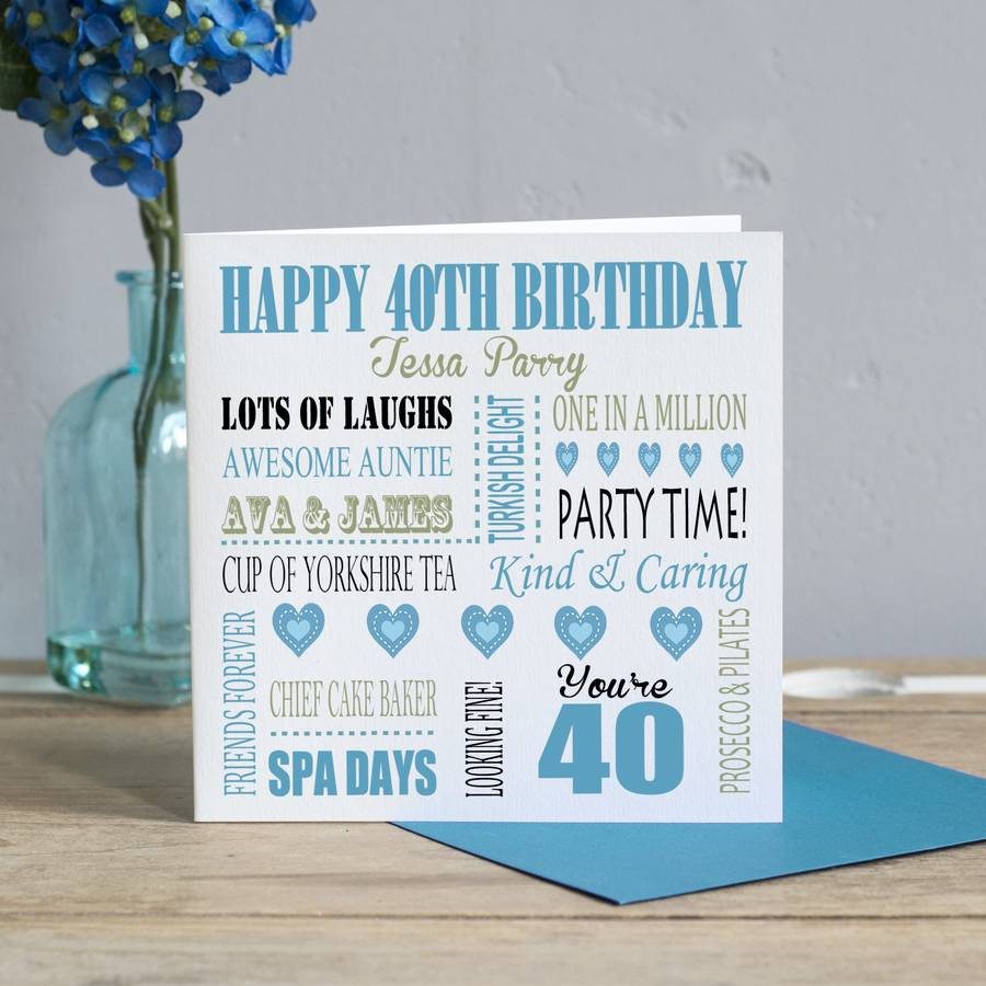 40th Birthday Cards
 Personalised 40th Birthday Card By Lisa Marie Designs