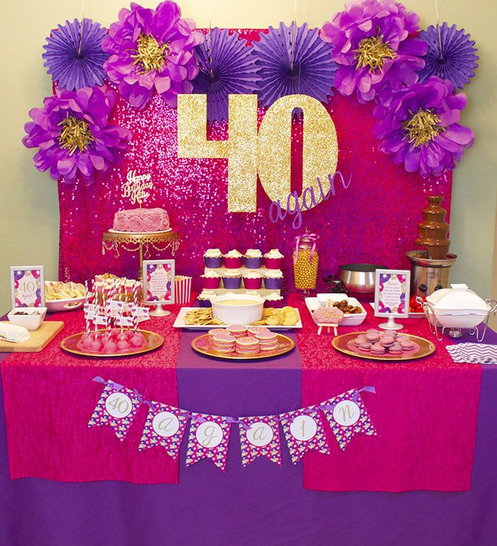 40th Birthday Decoration Ideas
 40 Again 40th Birthday Party Celebration lots of gold