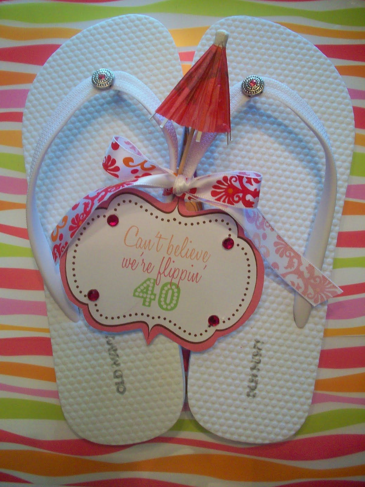 40Th Birthday Gift Ideas For Daughter
 FLIPPIN 40 tag attached to pair of flip flops