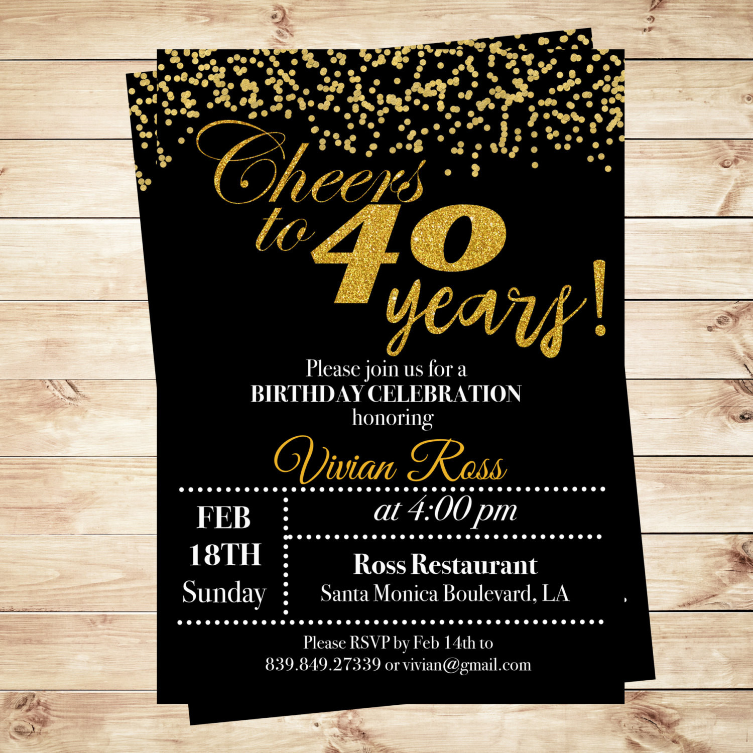 40th Birthday Invitation
 Cheers To 40 Years Birthday Printable Invitation 40th