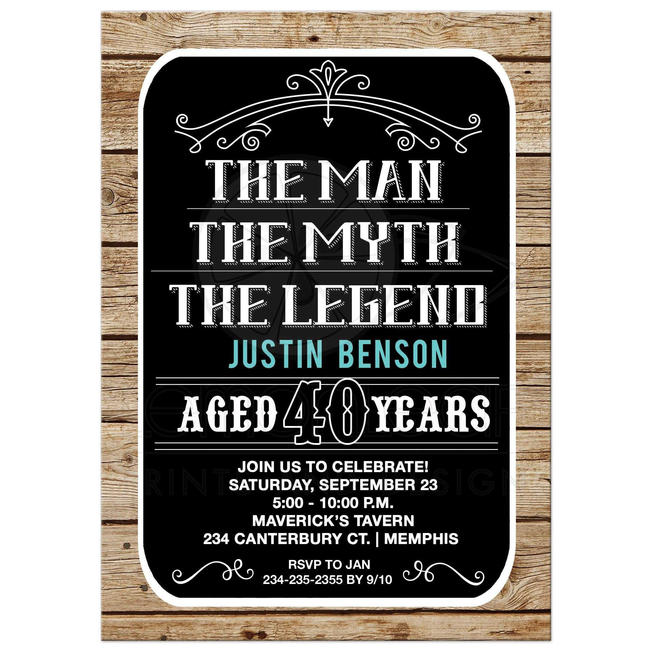 40th Birthday Invitation
 Man Myth Legend 40th Birthday Invitation 40 Year Old