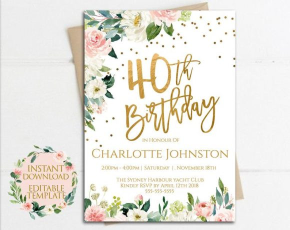 40th Birthday Invitations For Her
 The Most Stunning 40th Birthday Party Invitations for