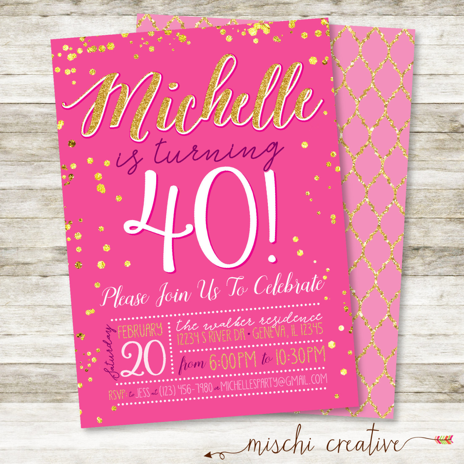 40th Birthday Invitations For Her
 40th Birthday Invitation for her Simple Glam Milestone