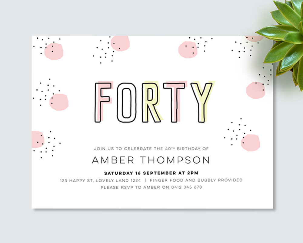 40th Birthday Invitations For Her
 40th birthday invitation for you to print yourself black