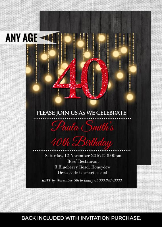 40th Birthday Invitations For Her
 40th Elegant Birthday Party invitations 40th birthday