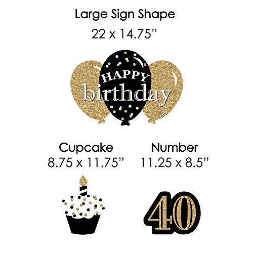 40th Birthday Yard Decorations
 Big Dot of Happiness Adult 40th Birthday Gold Yard