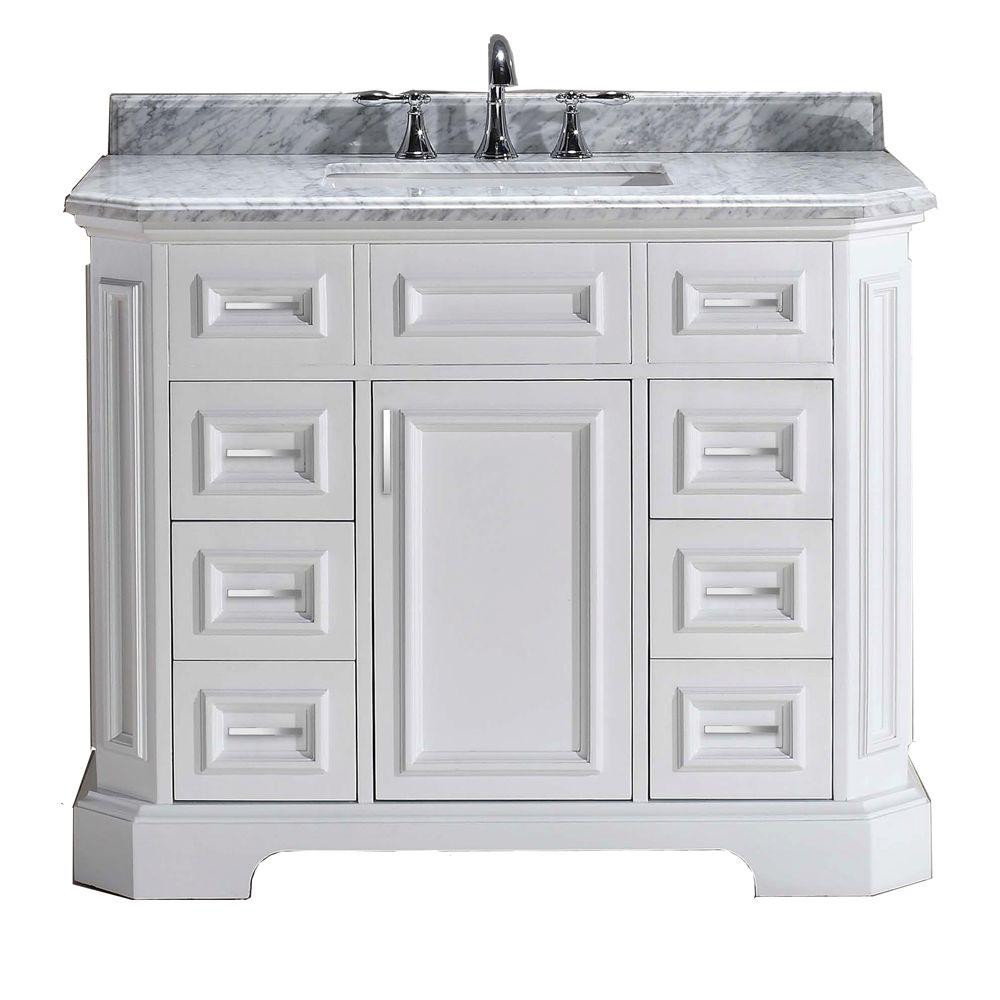 42 Bathroom Vanity With Top
 Pegasus Bristol 42 in Vanity in White with Marble Vanity