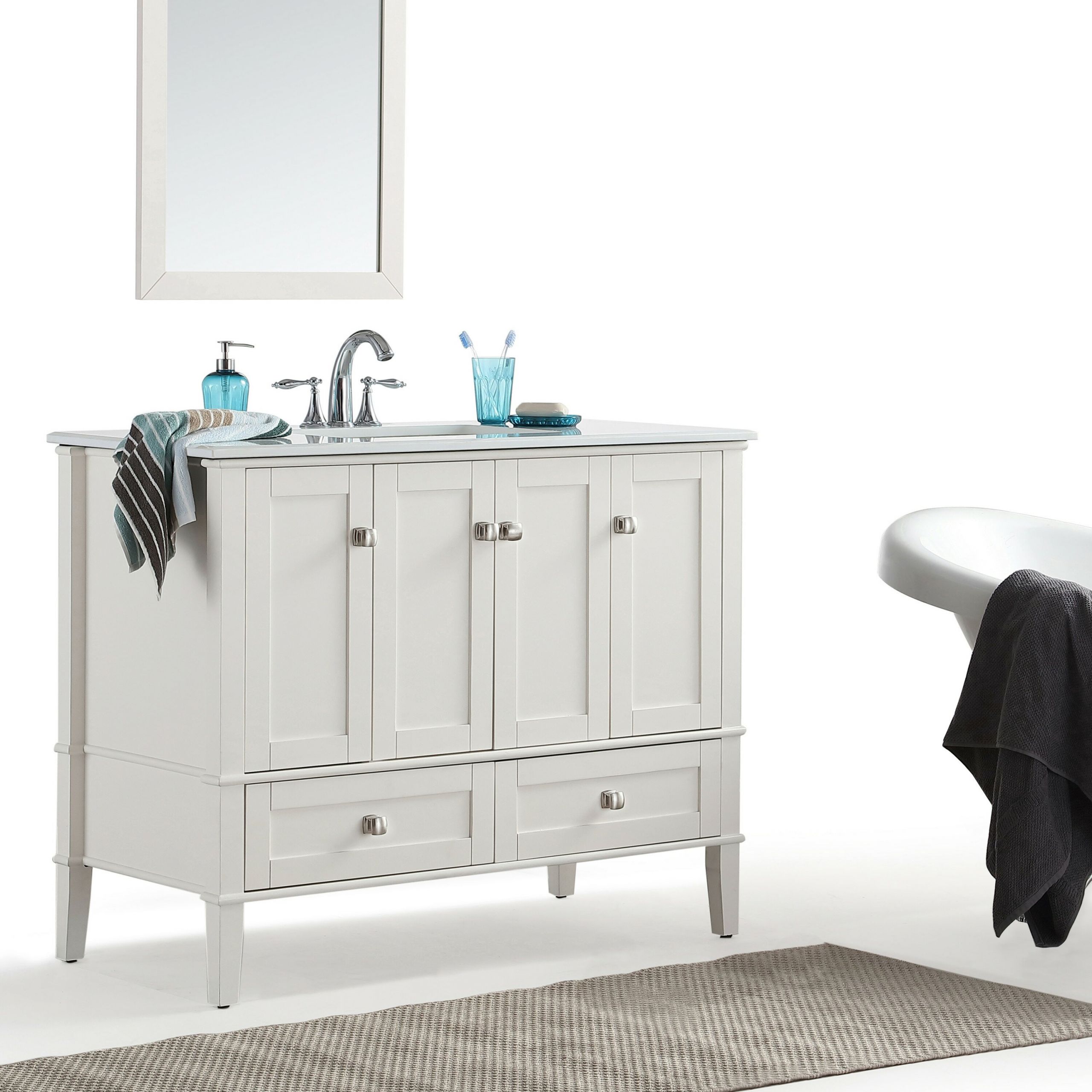 42 Bathroom Vanity With Top
 Simpli Home Chelsea 42" Single Bathroom Vanity with Quartz