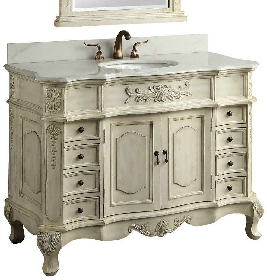 42 Bathroom Vanity With Top
 42 inch Bathroom Vanity antique white Traditional