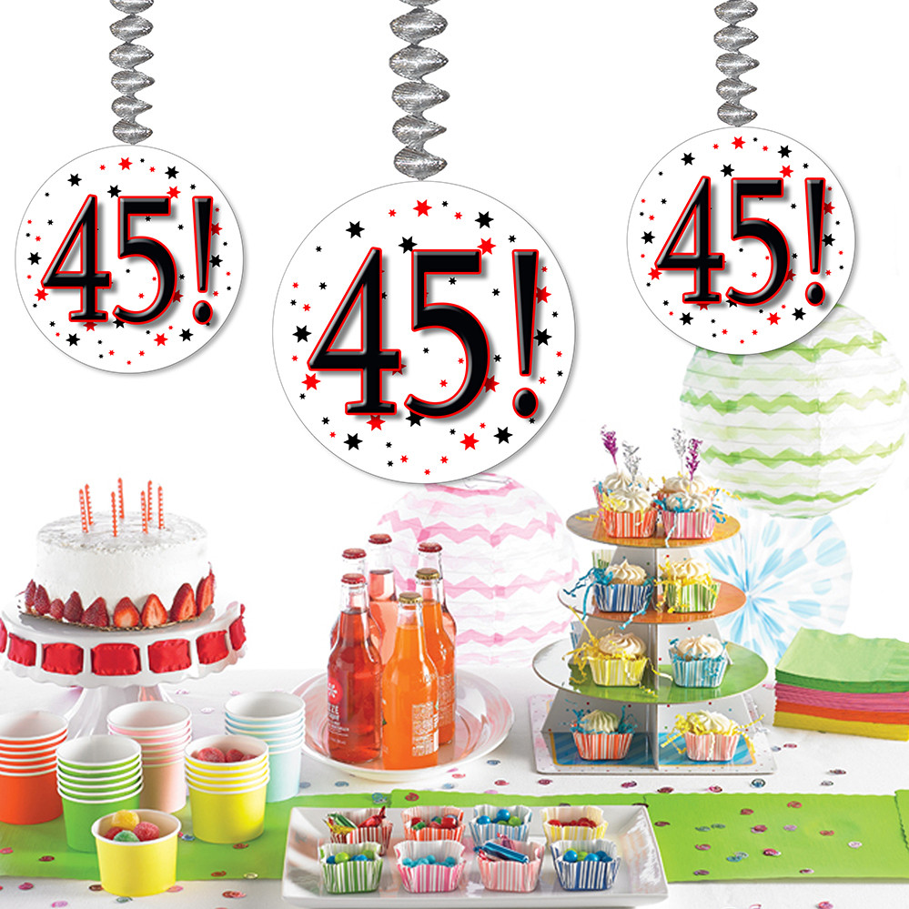 45Th Birthday Party Ideas
 45th happy birthday party supplies 45 dangler decoration