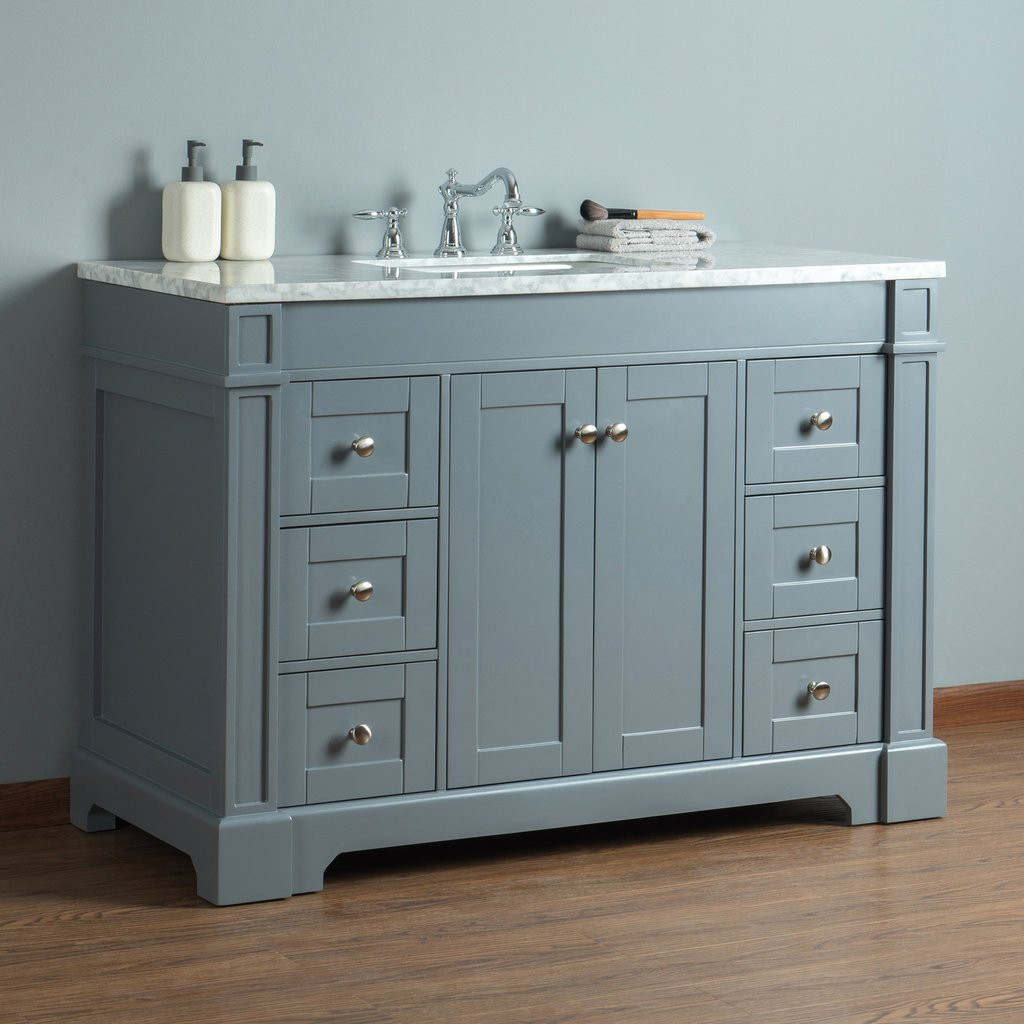 48 Inch Gray Bathroom Vanity
 Stufurhome Seine 48 Inches Grey Single Sink Bathroom