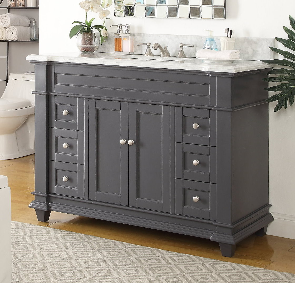 48 Inch Gray Bathroom Vanity
 48 inch Shaker Deep Gray Single Sink bathroom Vanity Gray