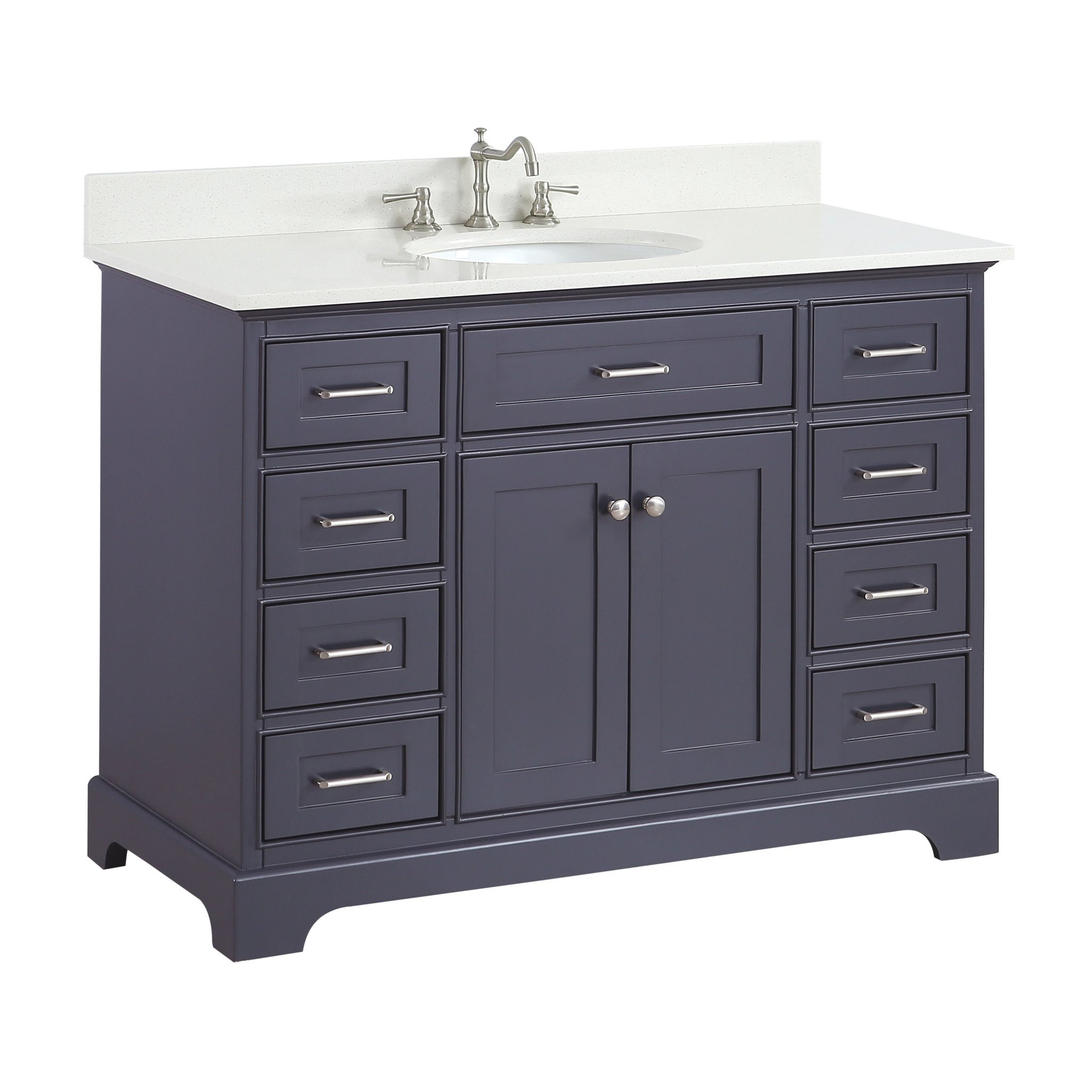 48 Inch Gray Bathroom Vanity
 Aria 48 inch Vanity Quartz Charcoal Gray