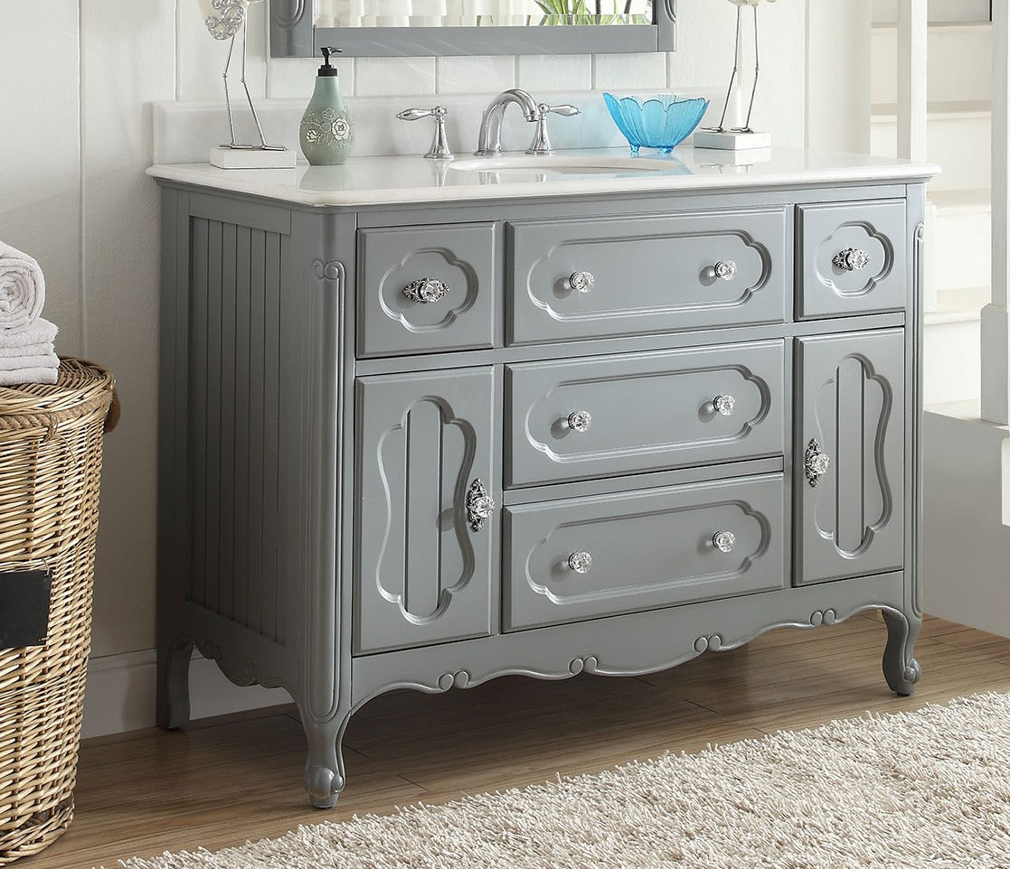 48 Inch Gray Bathroom Vanity
 48 inch Bathroom Vanity Gray Cottage Style Vintage Gray