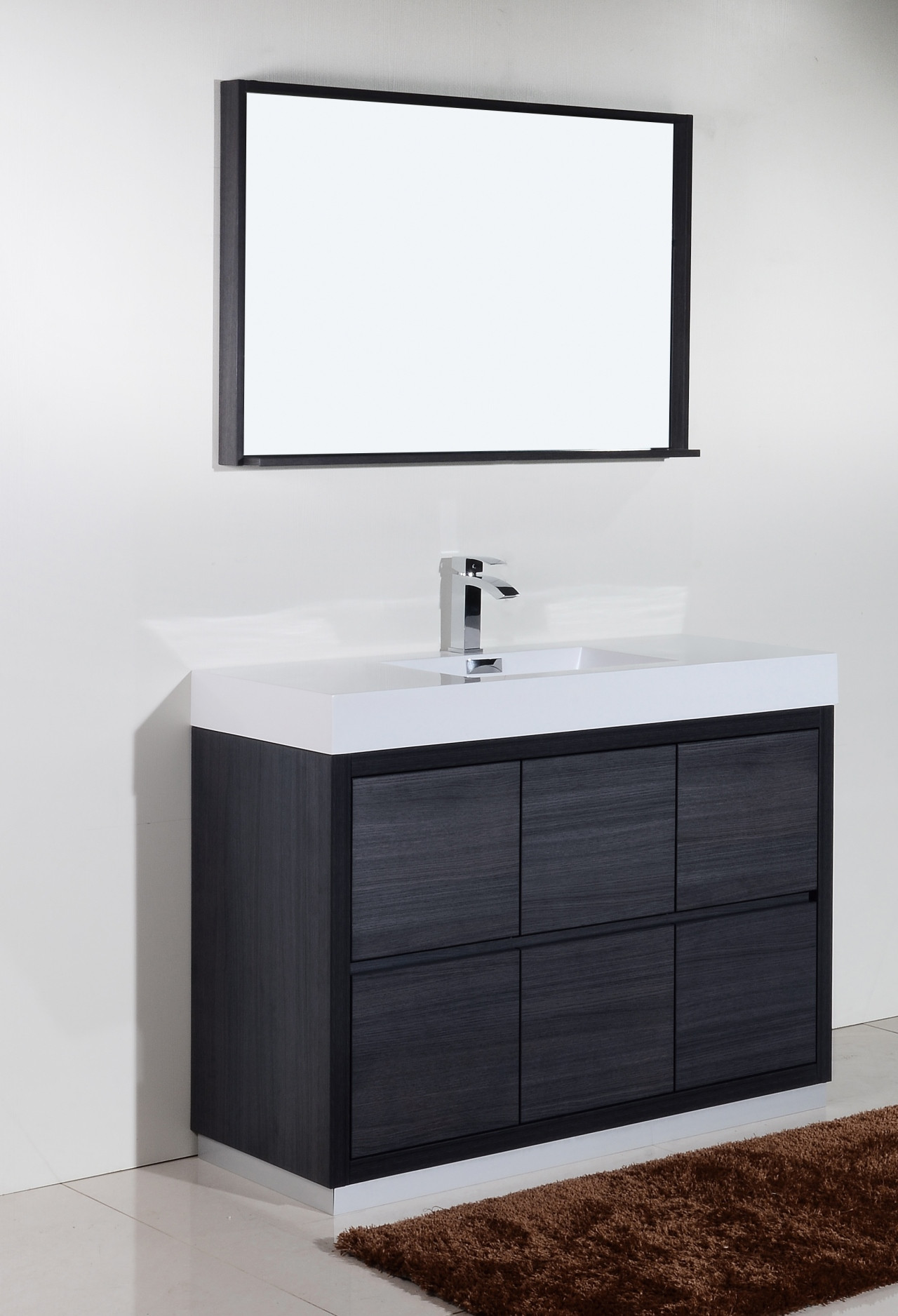 48 Inch Gray Bathroom Vanity
 Bliss 48" Gray Oak Free Standing Modern Bathroom Vanity