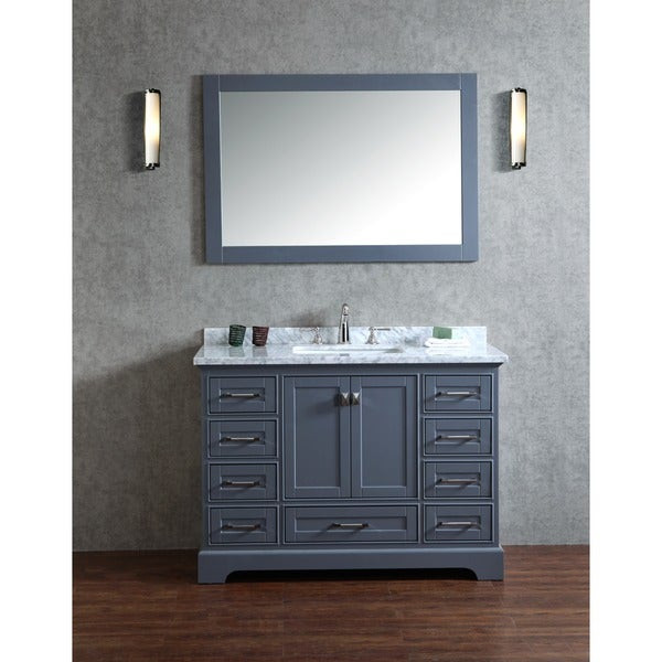 48 Inch Gray Bathroom Vanity
 Stufurhome Grey 48 inch Single Sink Bathroom Vanity with